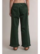 Corduroy Ruffle Hem Pants - Forest