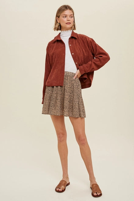 Corduroy Relaxed Crop Shacket