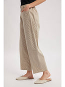Striped Cotton Pants- Espresso/Taupe