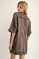 Mineral Washed Half Sleeve Sweatshirt Dress