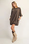 Mineral Washed Half Sleeve Sweatshirt Dress