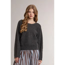 Oversized Boatneck Knit Pullover Sweater - Charcoal