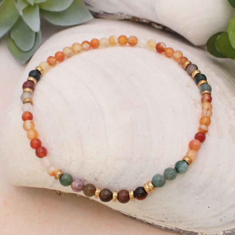 Natural Tones Stone Bead Stretch Anklet