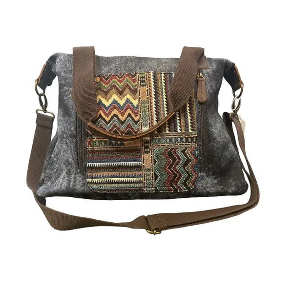 Stonewashed Canvas with Leather Trim Multi Tote Bag
