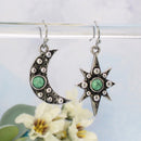 Southwest Nights Silver Turquoise Moon Star Earrings