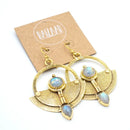 Brass Moonstone Sundial Earrings