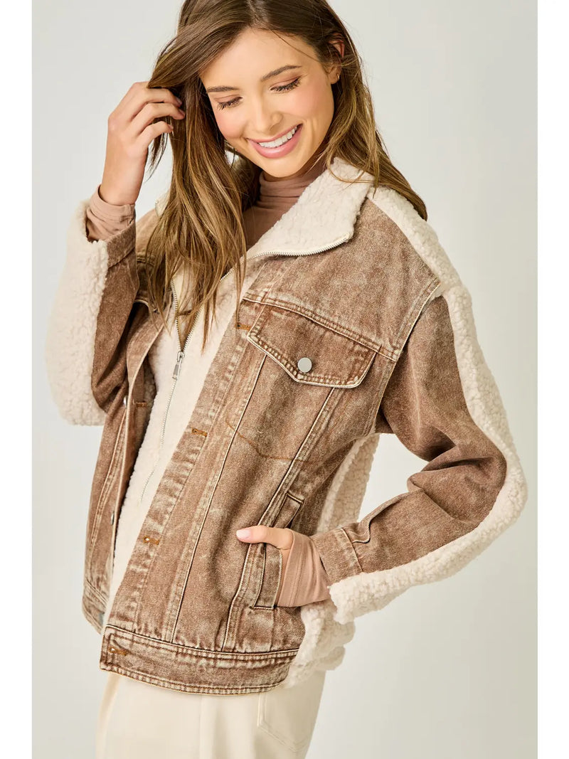 Denim Mixed Sherpa Jacket