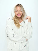 Pigeon Print Zip Up Hoodies