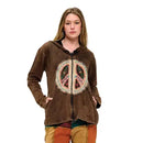 Zip-Up Jacket Vintage Washed Peace Sign Patch Embroidered