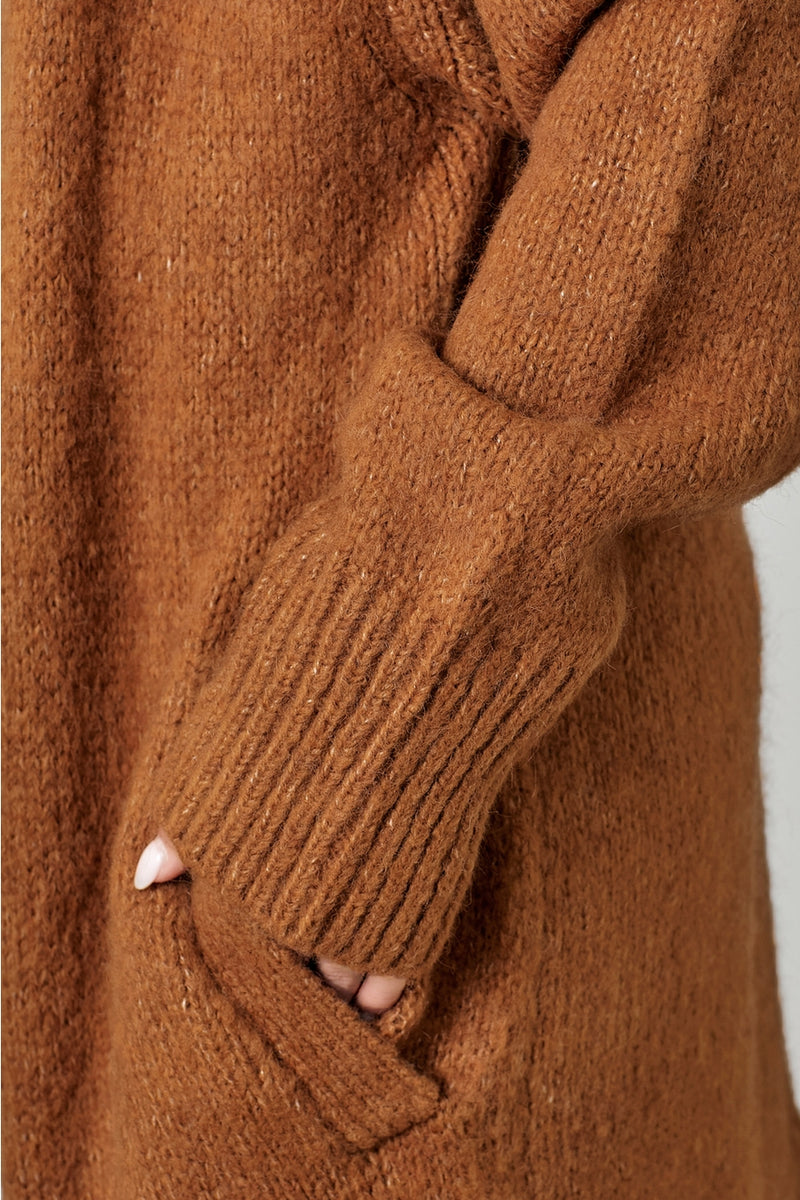 Dolman Long Sweater Cardigan - Toffee