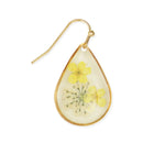 Cottage Yellow Dried Flower Gold Teardrop Earrings