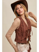 Embroidered Lace Tie-Front Vest