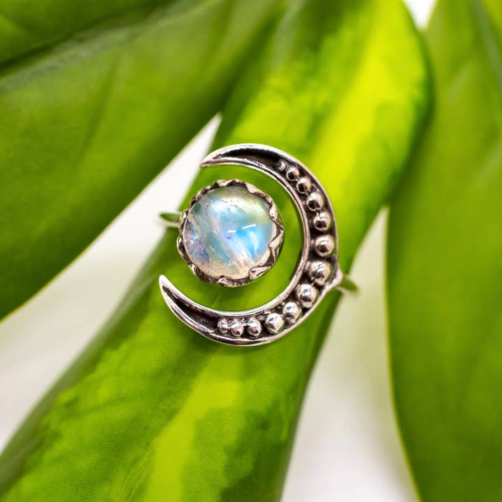 Sterling Silver Moonstone Full Moon Ring