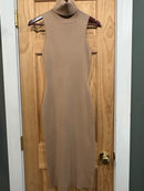 Sleeveless Turtleneck Bodycon Knit Dress- Light Beige