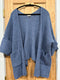 Long Sleeve Pockets Solid Chenille Sweater Cardigan- Lapis Blue