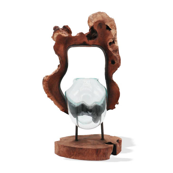 Molten Glass Hanging Art Vase on Wood