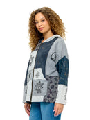 Zip-Up Hoodie Patchwork Celestial Hand Painted