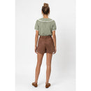 Suede Pleated High Waisted Shorts
