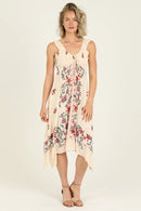 V Neck Hanky Hem Midi Dress