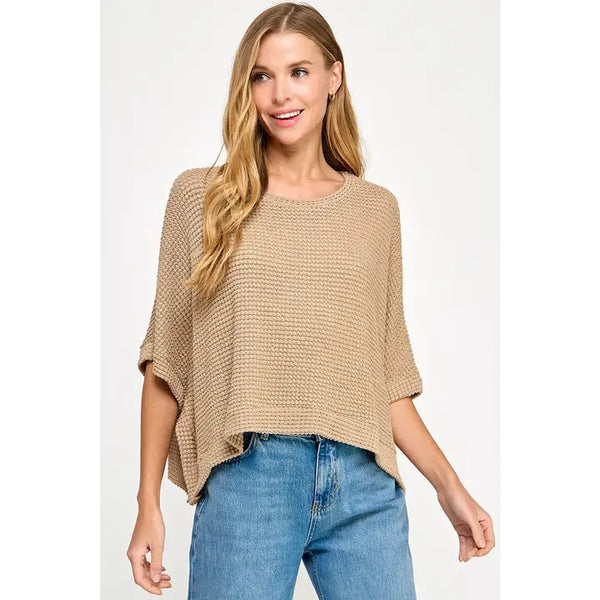 Waffle Texture Poncho Layering Top