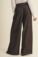 High-Waist Voluminous Wide-Leg Trousers - Espresso