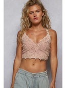 Adjustable Cross Strap Lace Crochet Smock Back Bralette