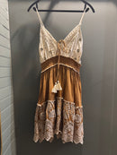 Short Tan Boho Dress w/ mirror beads