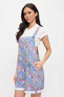 Enchanted Forest Mushroom Print Short Overalls
