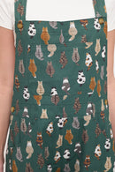 Whimsical Cat Tails Print Short Overalls Green
