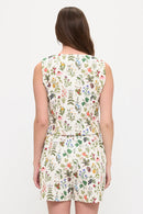 Floral Garden Print Neck Vest