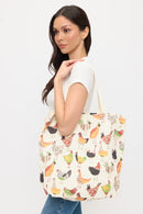 Colorful Rooster Print Tote