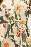 Golden Flower Garden Print Shirt Dress
