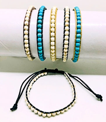 Blue & White Turquoise Bead Bracelet