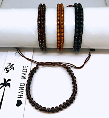 Double Row Wooden Bead Bracelet