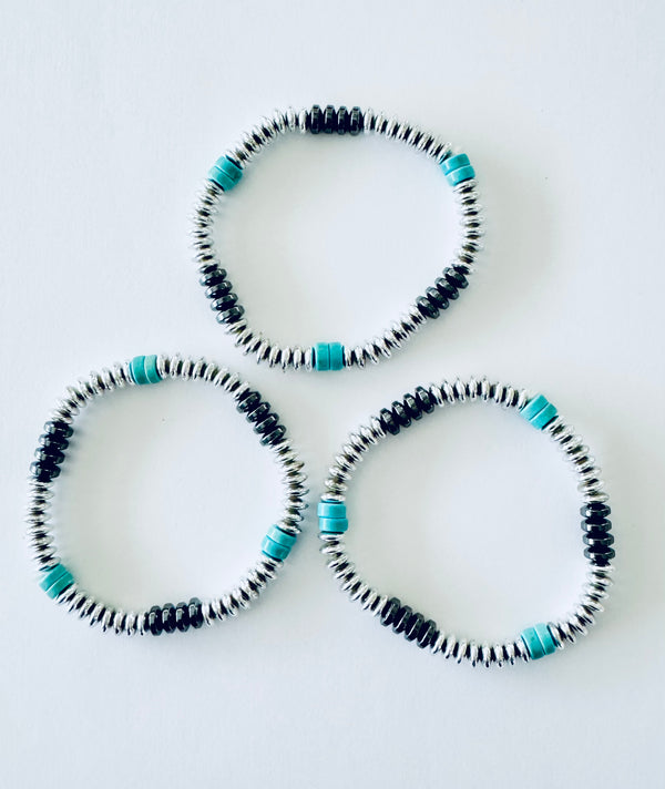 Hematite & Metal Bead Bracelet