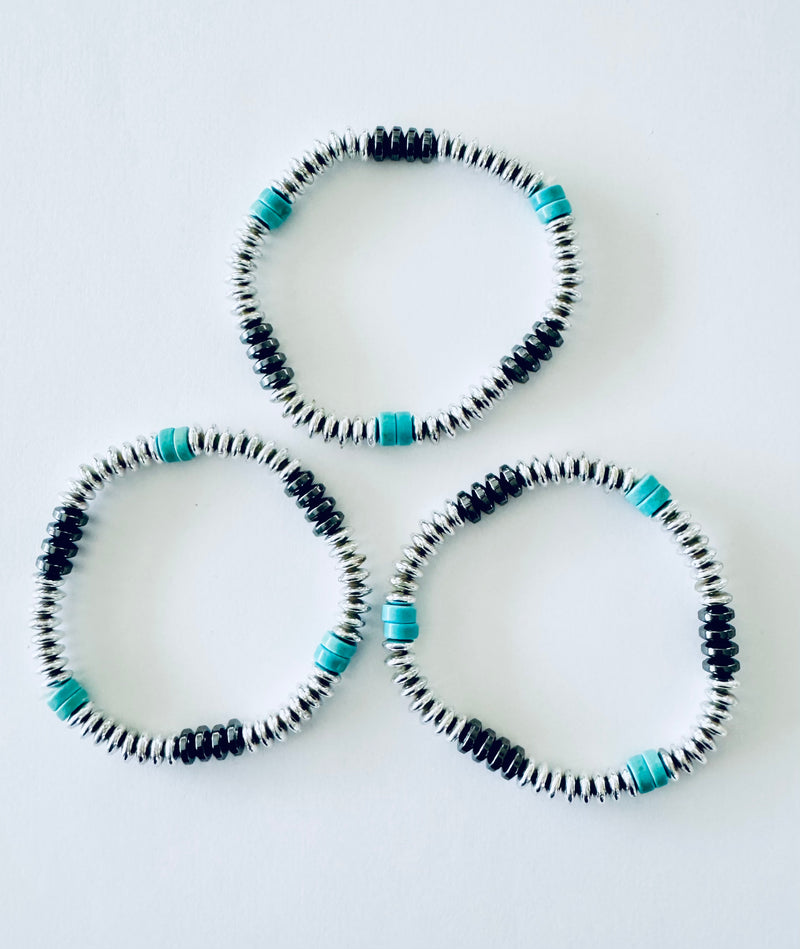 Hematite & Metal Bead Bracelet