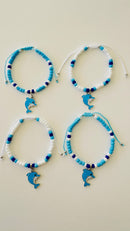 Dolphin Charm and Turquoise Bead Bracelet