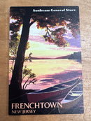 Frenchtown, New Jersey - Painterly - Canoe & Lake at Sunset - Sunbeam General Store Magnet