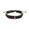 Aadi Black Leather Strands with Metal Pull Tie Bracelet