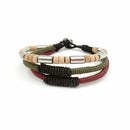 Aadi Bracelet – Wood/Metal Beads, Green/Red Twine