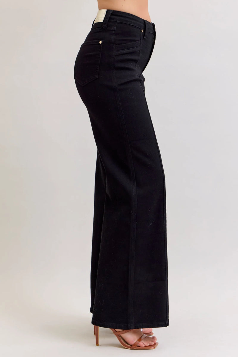 Judy Blue HW Retro Wide Leg Black Denim Jeans