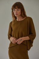 Off The Grid Top- Olive Brown