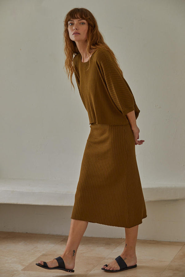 Off The Grid Top- Olive Brown