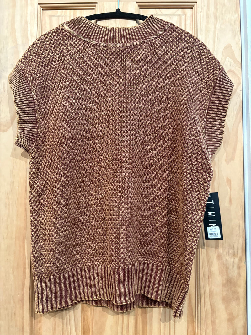 Cap Sleeve Round Neck Mineral Wash Sweater