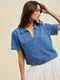 Collared Denim Top with Pockets