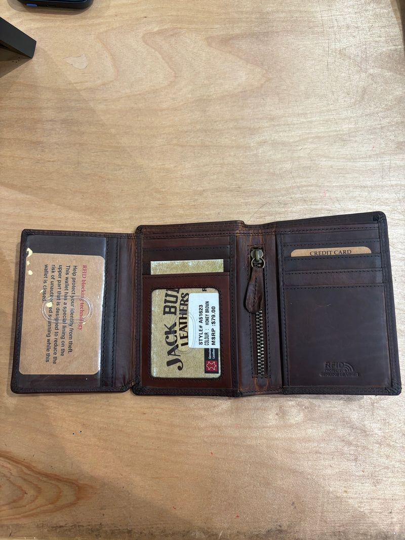 Trifold Hipster Wallet- Honey Brown