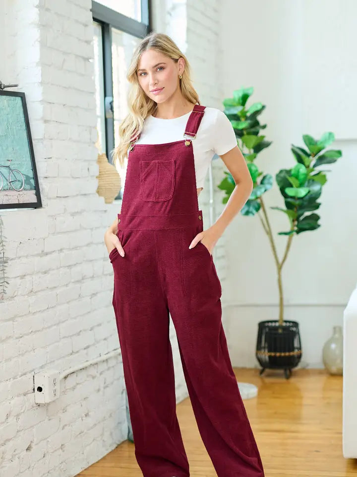 Classic Maroon Corduroy Overalls