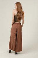 Wide Leg Pants with Elastic Drawstring Waistband