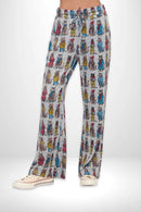COZY CATS PRINT FLARE PANTS