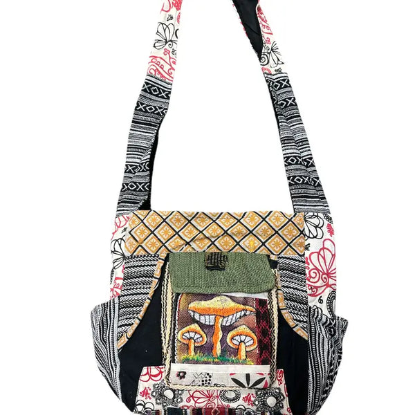 Cotton Triple Mushroom Eyelash Fringe Bag